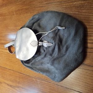 Ruco Line Italy Medium Gray Backpack With Silver Leather Satin Lining
